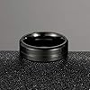 HIJONES Hommes en Acier Inoxydable 8MM Ligne Anneau avec Bande Noir Taille 57 #1