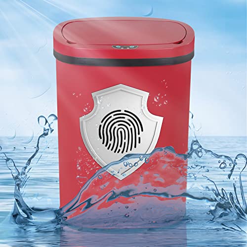 Caneca de basura automática 13 galones acero inoxidable roja miniatura 2