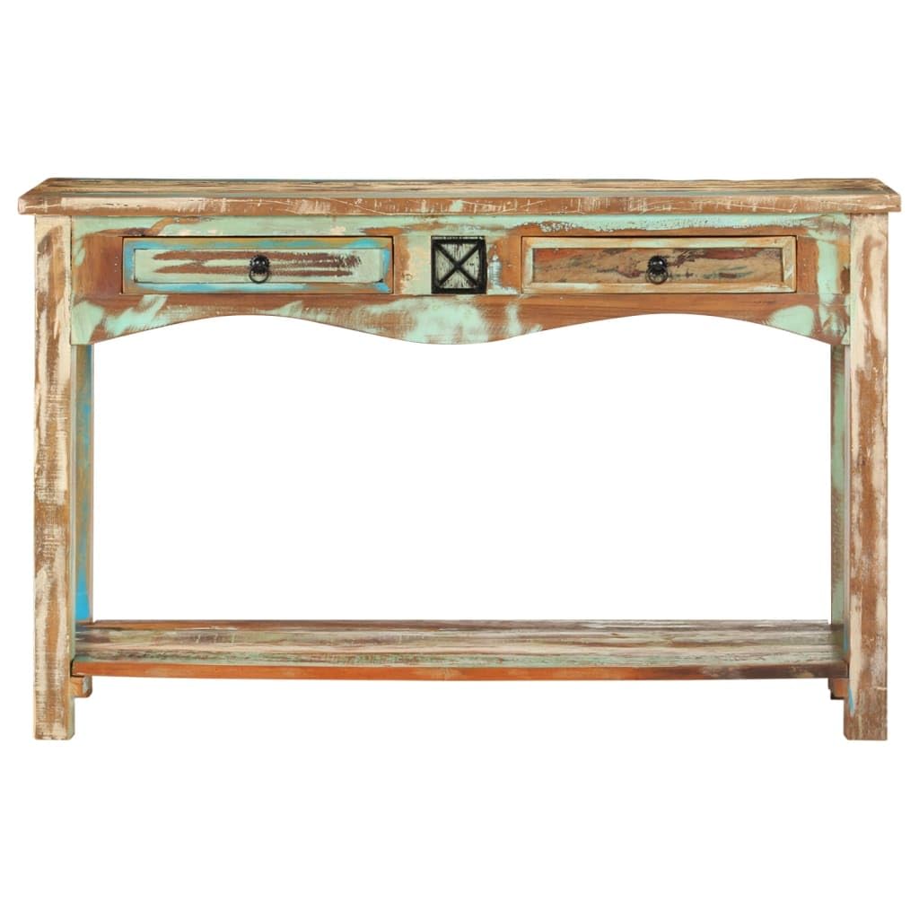 vidaXL Mesa Consola Madera Maciza Reciclada Mobiliario Decorativo Casa Hogar Decoración Estable Robusta Funcional Útil Clásico Práctico 120x40x75cm