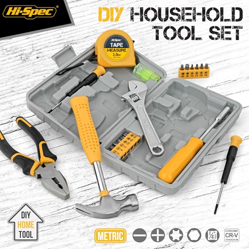 Hi-Spec Tool Kit 20pc Small Tool Set & Toolbox for Home DIY & Office Repairs – Basic Starter Tools in a Portable Book-Sized Case