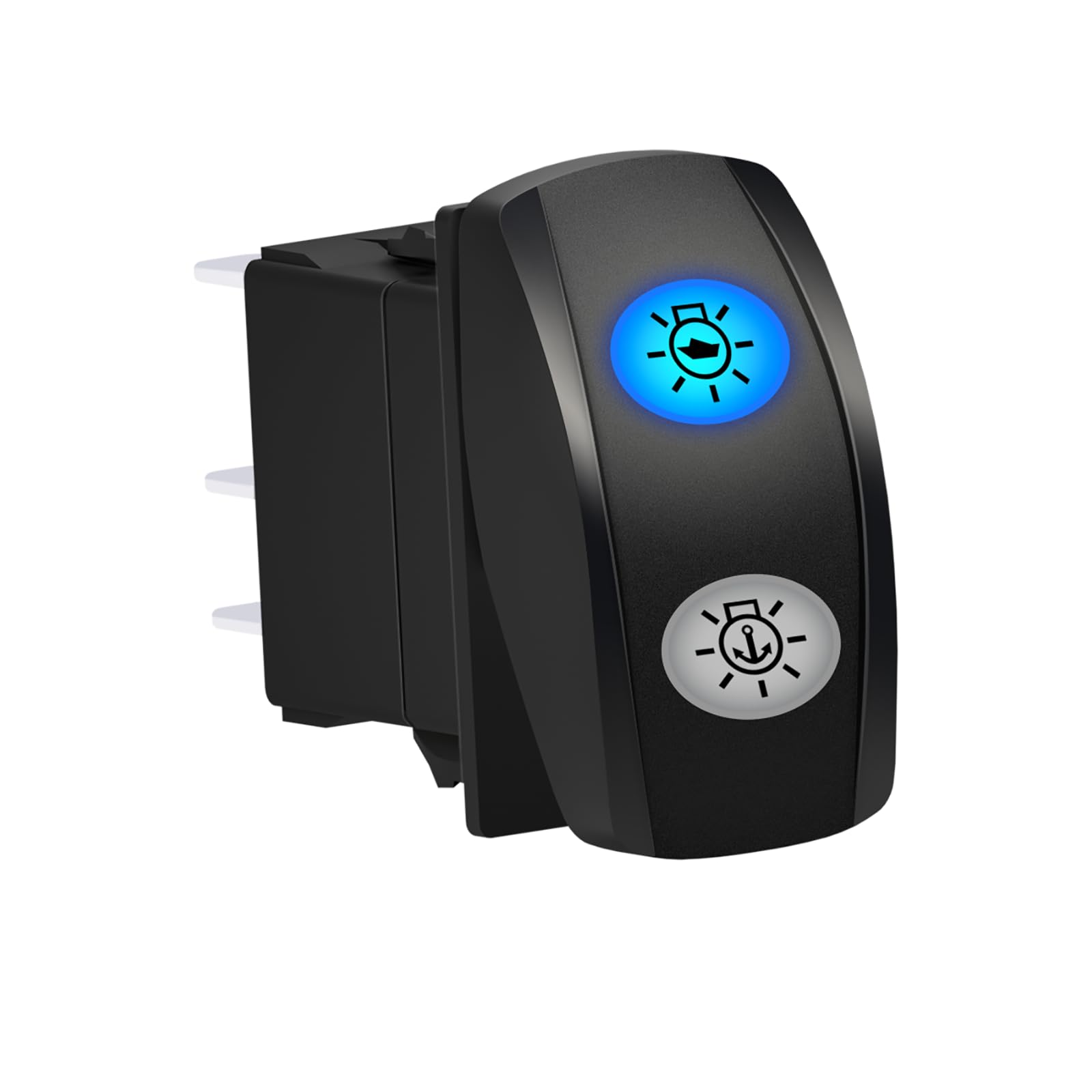 Navigation Lights & Anchor Lights Rocker Switch 7PIN DPDT ON Off ON Blue Led 3 Positions Waterproof for 12V Marine Boat Car Vehicles Accessories Replacement