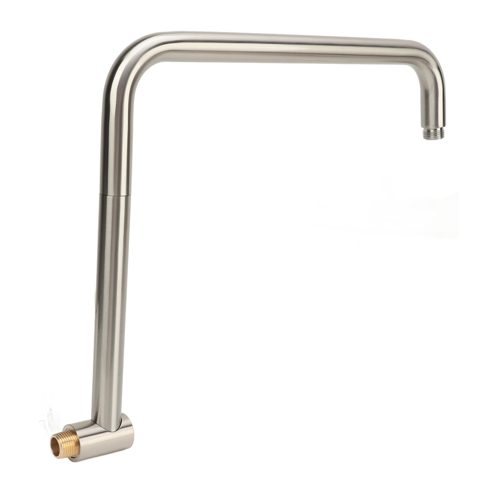Extensor Ducha, Extensión de brazo de ducha giratorio en forma de S de acero inoxidable con brida, montaje en pared, elevador de cabezal de ducha ajustable, 360 grados, 33 cm, rosca G1/2 (Cepillado)