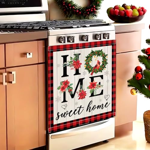 Image of Christmas Cardinal Bird Dishwasher Magnet Cover, 23x26 in Sweet Home Dishwasher Magnets Cover for Xmas Decor Winter Holiday Dish Washer Magnet Sticker Kitchen Magnetic Refrigerator Covers