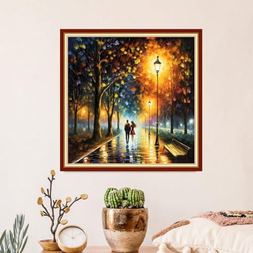 Image of Artvxeay Stamped Cross Stitch Kits - Embroidery Kits for Beginners Cross Stitch Kits for Adults 11 CT Printed Patterns Needlepoint Kits - Wandering Night Lanterns 18x18 inch