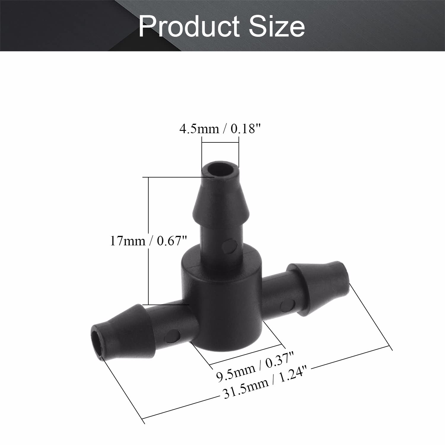 Connettori Per Irrigazione A Goccia MroMax - Raccordo Filettato 1/2 BSPF Maschio Per Tubo 4/7 Mm - 10 Pezzi Neri In Plastica Per Giardino E Agricoltura - 2