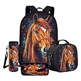 Photo Gallery asqvtife set di 4 zaini per la scuola da 43 cm, per la scuola, per il pranzo, leggeri, casual, per bambini, cavallo, taglia unica Photo Gallery asqvtife set di 4 zaini per la scuola da 43 cm, per la scuola, per il pranzo, leggeri, casual, per bambini, cavallo, taglia unica