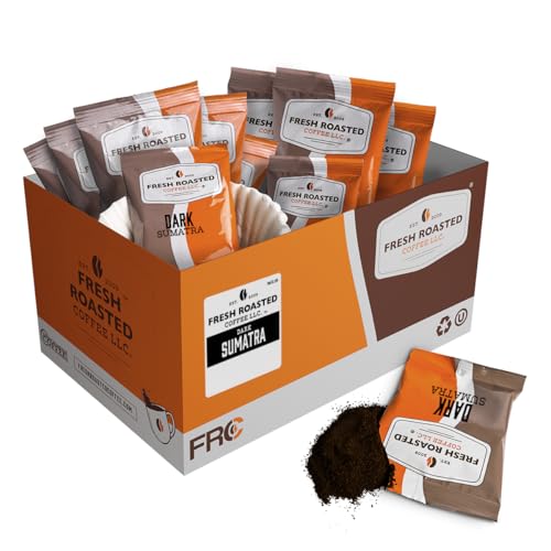 Image of Fresh Roasted Coffee, Dark Sumatra Mandheling | Single Origin | Dark Roast | Pre-Ground Fractional Packs, 2.25 Ounce, 36 Count
