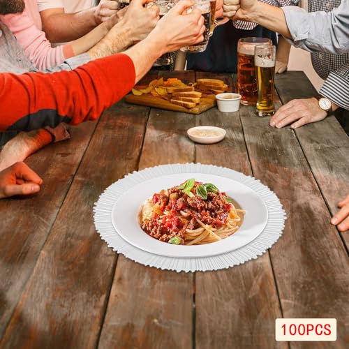 100 Platos Cargadores Redondos Plateados 13 Pulgadas miniatura 4