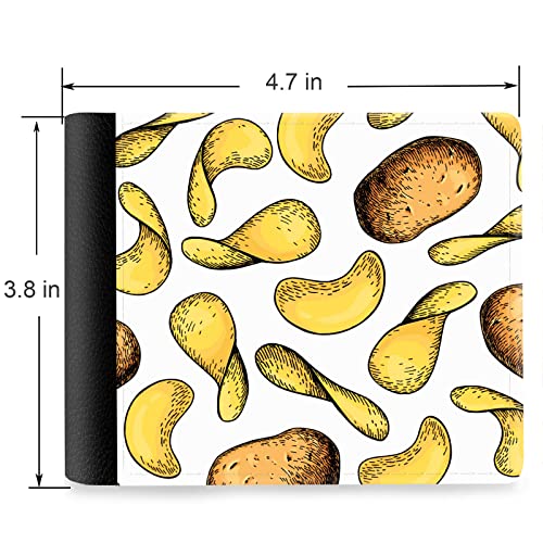 (Potato Chips Vector Pattern Front Pocket Slim Bifold Leather Wallet RFID Blocking with ID Window for Men2