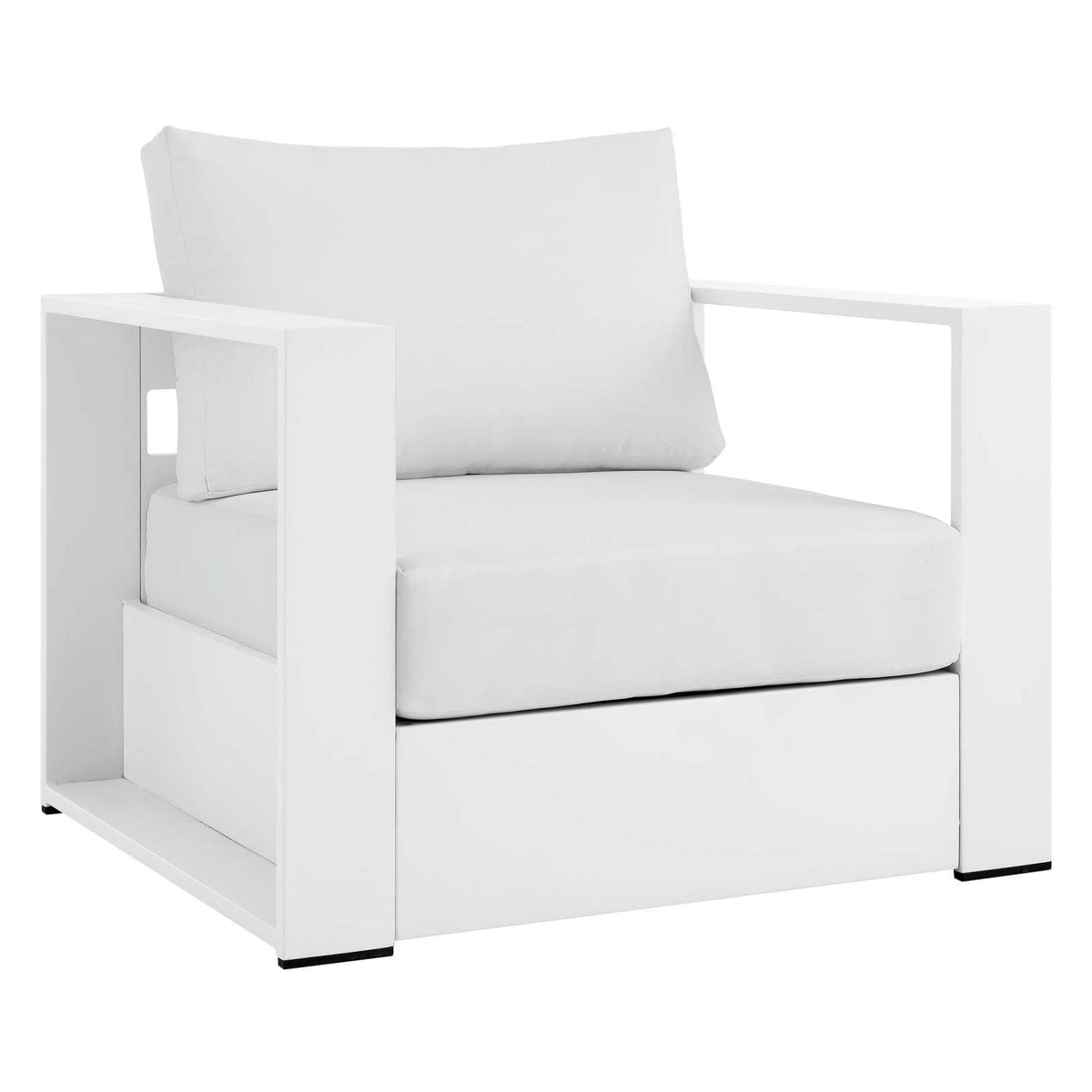 Modway Tahoe Modern Fabric/Aluminum Outdoor Armchair in White