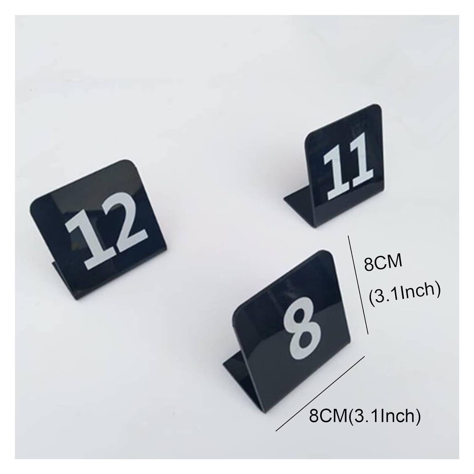 Carte dei Numeri dei tavoli, Set Numeri da Tavolo in Acrilico Nero 8x8 Cm Fronte/Retro 1 A 50 A 100(1 to 50)