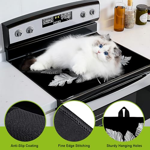Image of BVBOX Stove Top Cover for Electric Stove, 28 inch x 20 inch Glass Cooktop Protector Mat with Hanging Loops, Anti-Scratch Non-Slip Dish Drying Mat, Washable Countertop Pad