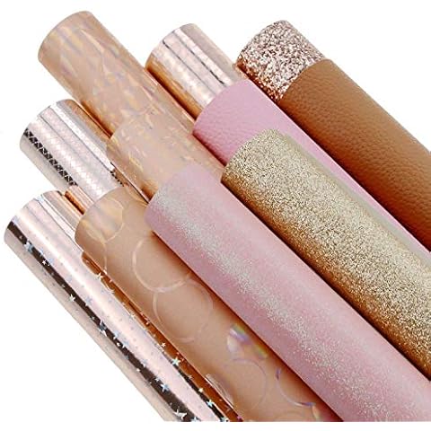 11 Pieces/Set 8x12 Inch(20cmx30cm) A4 Bundle Leather Sheets Gold Mixed Series Holographic Sparkle Fine Chunky Glitter Litchi Texture Faux Leather Sheets for Leather Bows and Earrings Making Cover