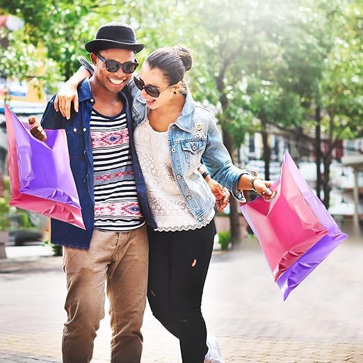 400 Pcs 3 Sizes of Plastic Carrier Bags Strong Patch Handle Bags Rose and Purple Boutique Shopping Bags, Ideal for Clothes, Jewellery, Gifts, Retail and Shopping 5.9 x 7.9, 5.9 x 11.1, 9.8 x 13.8''
