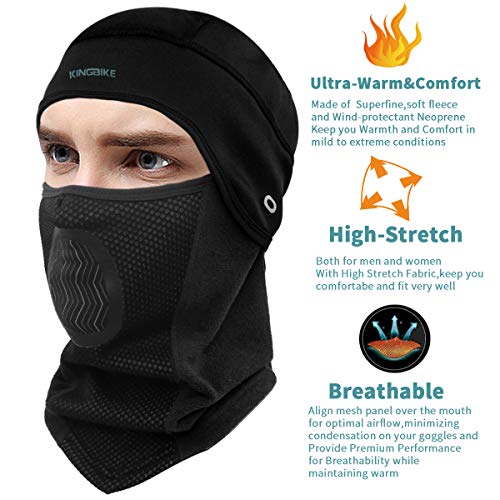 KINGBIKE Balaclava Ski Mask Motorcycle Running Full Face Cover Black (Mixed Style) - Thumbnail 6
