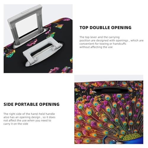 Peacock With Flowers Feathers Elastic Travel Luggage Covers Dustproof Scratch-Resistant Suitcase Protector Fit 22-24 Inch3