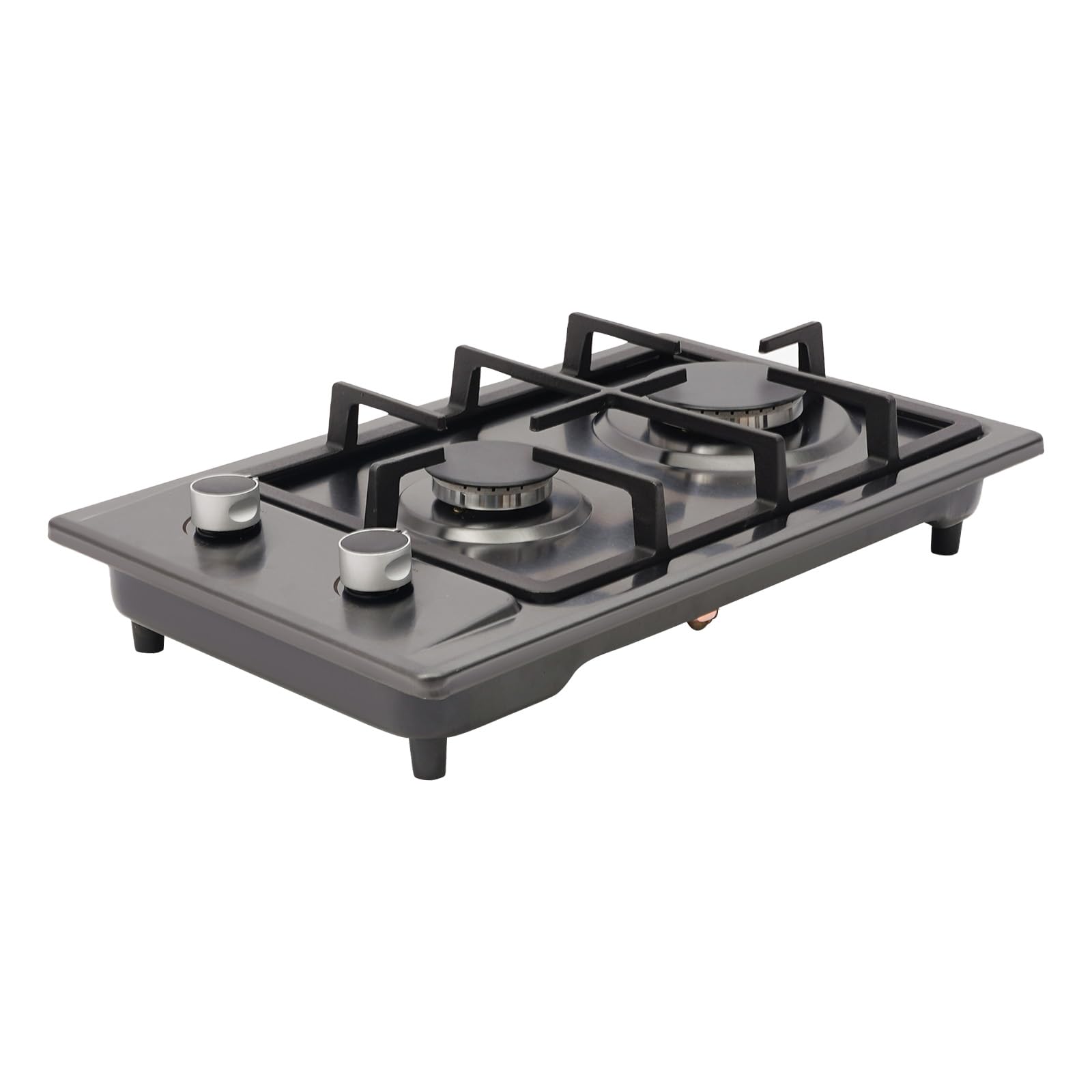 Tragbare Gasherd 2 Flammig, Mitgelieferter Umrüstdüse, 1.3m Schlauch, 51×31×10cm, 3kw+1,75kw Brenner, Gaskocher Camping, Gaskochfeld Outdoor (Schwarz)
