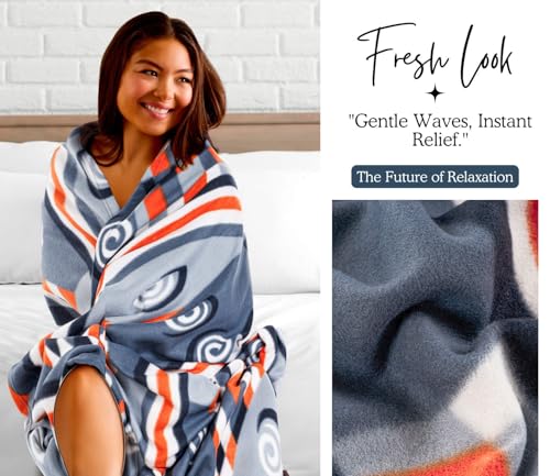 Image of VAS COLLECTIONS 300 TC All Season Solid /Plain /Printed Lightweight Polar Fleece Double Bed Blanket (230 x 230 cm, Grey, Black & Orange)