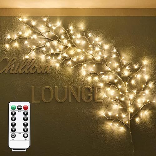 Willow Vine Lights with Remote for Wall: 7.5ft LED Enchanted Vines Light DIY White Birch Tree Light for Room and Home Decor - Flexible Lighted Branches Light for Halloween & Christmas Decorations