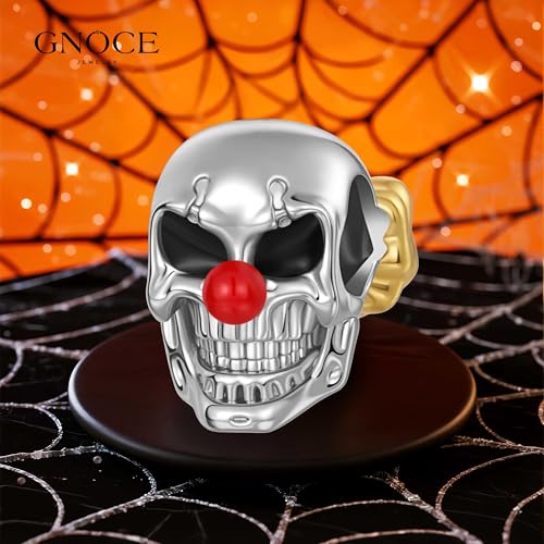 Image of GNOCE Skull Pendant Charm Silver Dangle Charms Bead fit Bracelet /Necklace Jewelry Gift for Women Men