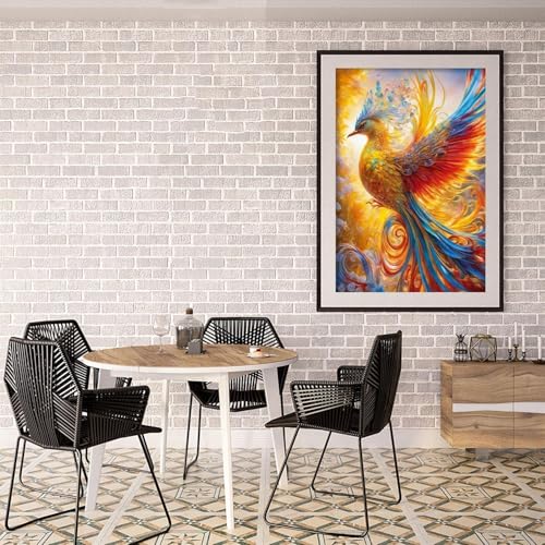 Image of Jasol Diamond Painting Kit, 40x30 Cms, Full Drill, 5D Crystals, Home Wall Decor Gift Set (Phoenix Bird M45610)