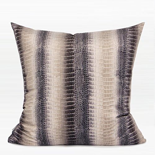 Miss Lapin Brown Stripe Snakeskin Pattern Digital Printing Flennel Pillow Cover 18"X18"