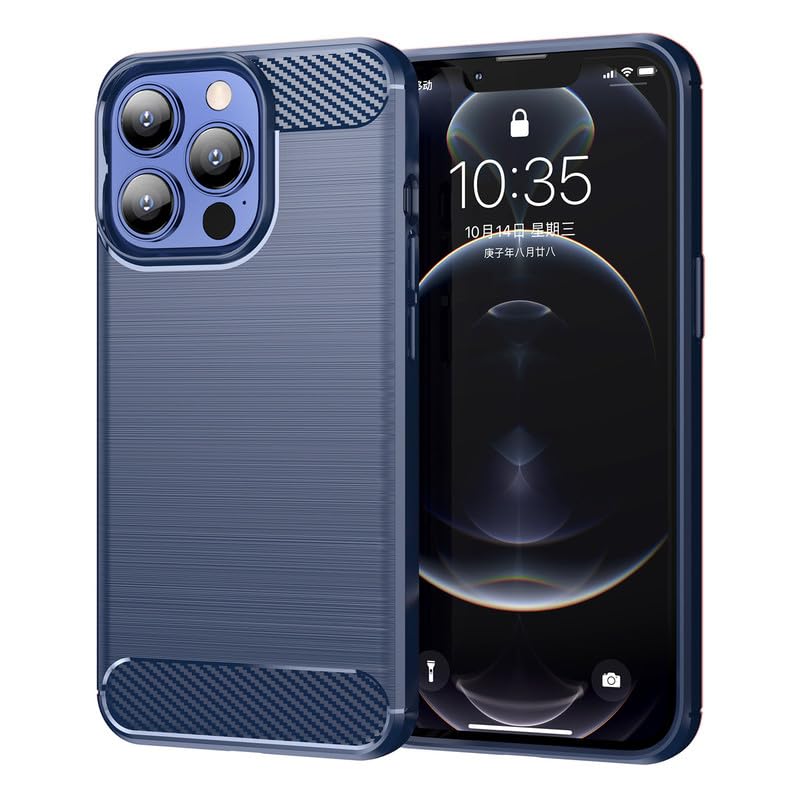 Image of Hybrid Carbon Fiber Back Case for iPhone 13 Pro Max (Blue)