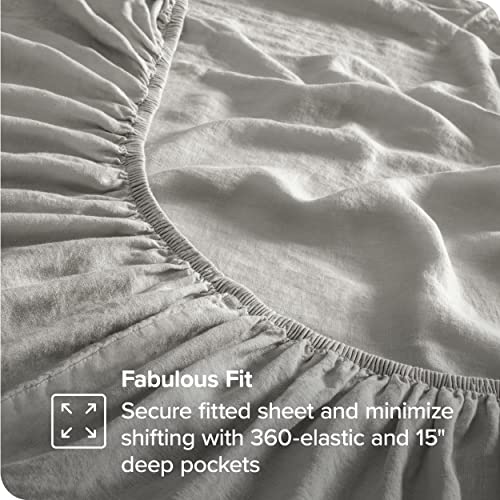 Bare Home King Sheet Set - Luxury 100% Linen King Bed Sheets - Deep Pockets - Easy Fit - 4 Piece Set - Bedding Sheets & Pillowcases (King, Glacier Grey) #TOP6