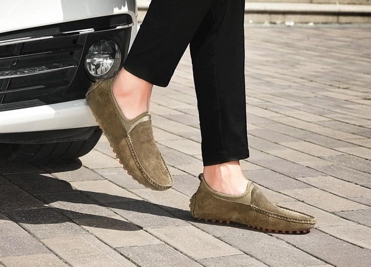 Men's Slip-on Loafers Shoes Flat-Soled Casual Shoes Versatile Comfortable Breathable Outdoor Sports Rubber Shoes for Men