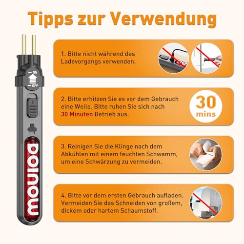 DOINOW Styroporschneider Akku Heißdrahtschneider 550℃, Verbesserter Schaumstoffschneider Elektrisch, LED-Licht und USB-C-Aufladung… – Ansicht 9