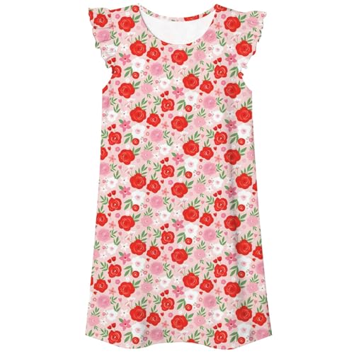 Generisch Ropa de maternidad Niñas Moda Casual Lindo Pijama Impreso Vestido de Verano Manga Corta Ropa para Niños Ropa de Casa Camisón Infantil (3 10 años) Leggins con Niñas, Rojo sandía, 9-10 años