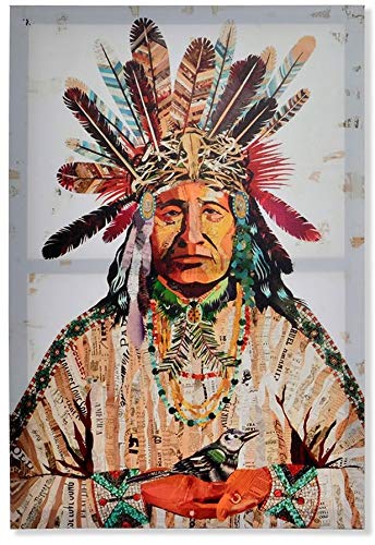 AVENUELAFAYETTE Cadre Toile Tableau Chef Indien d'Amérique - 60 x 40 cm (M1)
