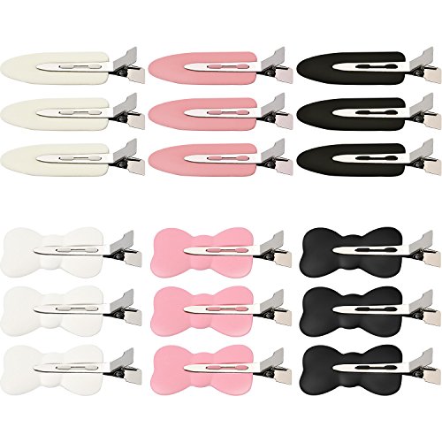 Maxdot 18 Pieces No Bend Hair Bangs Clips No Mark Hair Pin Curl Clips No Crease Hairstyling Tool and Makeup Application