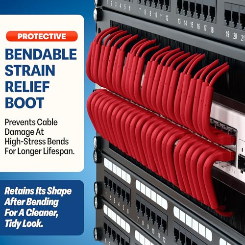 Image of Everest Ultra Slim Cat6a Ethernet Patch Cables 5ft (24-Pack) Red | Bendable, Thin and Flexible