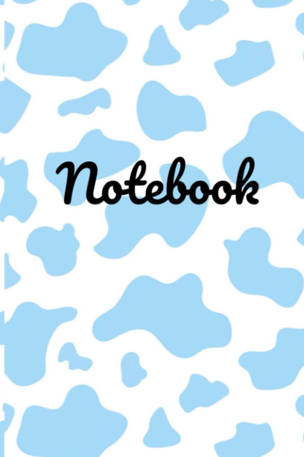 Notebook: Baby Blue Cow Print Wide Ruled Line Paper Journal- 100 Pages: Trendy Notebook Perfect For College