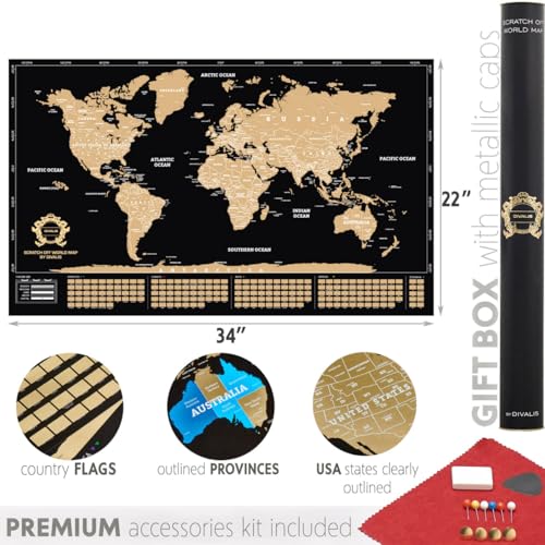 Divalis SMKWPV 2 In 1 Large Gift Set - Scratch Off World Map And Poster Scratch Off Top 100 Places To Visit In The World thumb #2