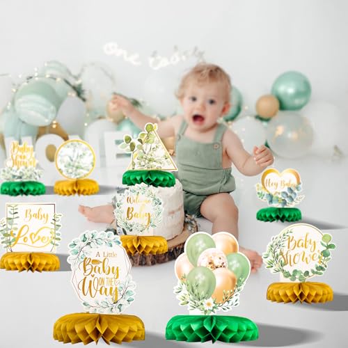 Centres de table nid d'abeille vert décoration fête prénatale sauvage bébé - 6