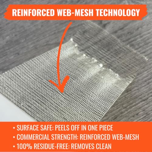Image of Carpet Tile Tape Double Sided 4in x 90ft (6 Pack) Heavy Duty Reinforced Web Mesh Residue Free - Indoor Outdoor for Carpet Tiles, Hardwood, Vinyl, Rugs, Carpet, Rubber & Mat Gripper
