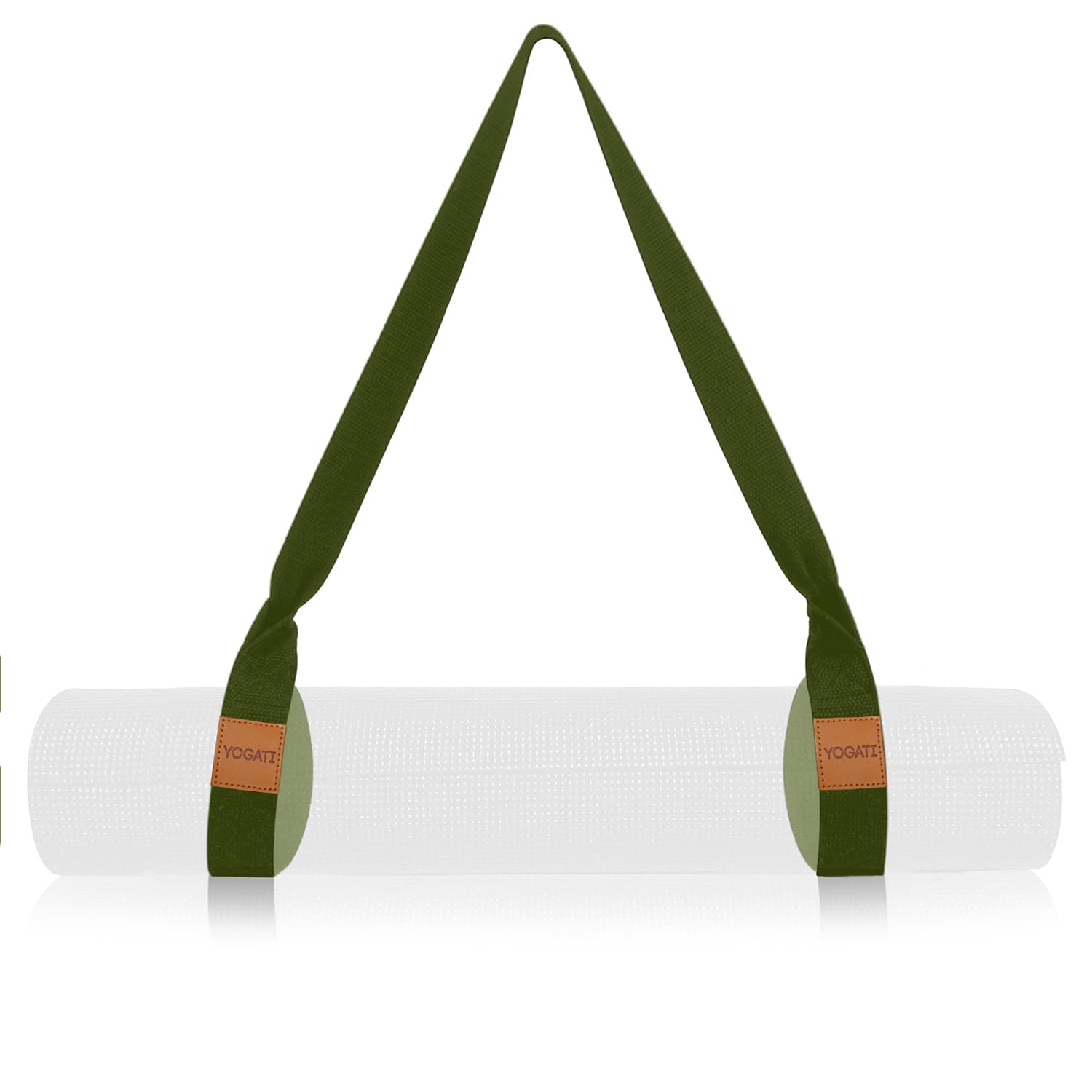 YOGATI® Adjustable Non-Slip Yoga Mat Strap | Yoga Straps for Stretching, Pilates Mat Carry Strap and Fitness Stretch Straps, Exercise Mat Sling for Travel, Gym, Studio and Home Workouts - Green — image 1