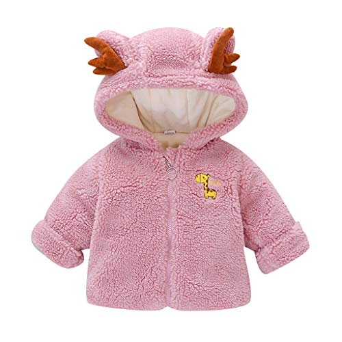 Little Kids Bear Ears Hooded Zipper Coral Fleece Jacket Outerwear(Purple,0-12 Months)
