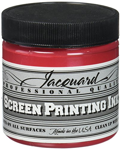 Jacquard Professional Screen Print Ink, Water-Soluable, 4oz Jar, Opaque Red (126), 11 ml