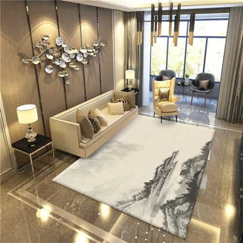 Tapis de salon unicolore lavable structure cheveux courts gris - 2
