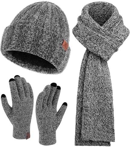 Womens Winter Warm Knit Beanie Hat Touchscreen Gloves Long Neck S...