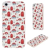 VoMotec for iPhone SE 2022 2020 Case for Girl Women,for iPhone 8 7 6S 6 Case,Slim Soft TPU Clear Full Protective Cover for iPhone SE 3rd 2nd 8/7 6S/6,Cute Cartoon Red Amanita Forest Mushroom