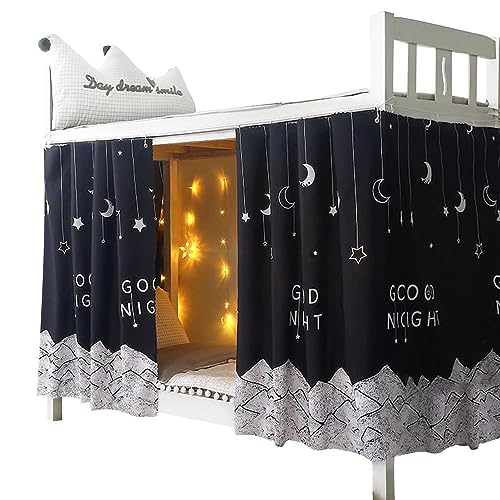 ITODA Dorm Bunk Bottom Bed Curtains Single Sleeper Bed Canopy Dustproof Breathable Blackout Cloth Curtain Shading Bedding Junior Students College Home Drapery (Not Including top)