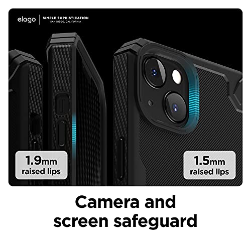 elago Armor Case Compatible met iPhone 13 (6.1") Hoesje - Heavy-Duty Beschermhoes, Premium TPU, Carbon Fiber Textuur, Stoer Robuust Ontwerp, Schokbestendige Bumper Cover (Zwart) - Afbeelding 6