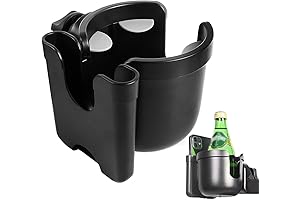 Pontoon Rail Cup Holder | Rotatable, Clamp-on Boat Drink Holder with Phone Cradle