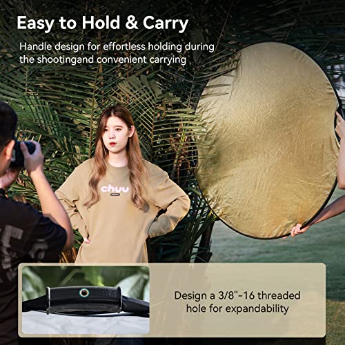 SMALLRIG Reflector Fotografía de 5 en 1, 43"(110cm) Difusor Fotografia Portatil Multi-Disco Plegable con Asa, Translúcido, Plateado, Dorado, Blanco y Negro para Estudio e Iluminación Exterior - 4131 - Imagen 4
