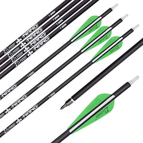 Archery Bow Carbon Arrow Hunting Target Practice Arrows 26 Inch With Removable Tips For Compound & Recurve Bow Spine 500 12Pcs Pack #TOP2