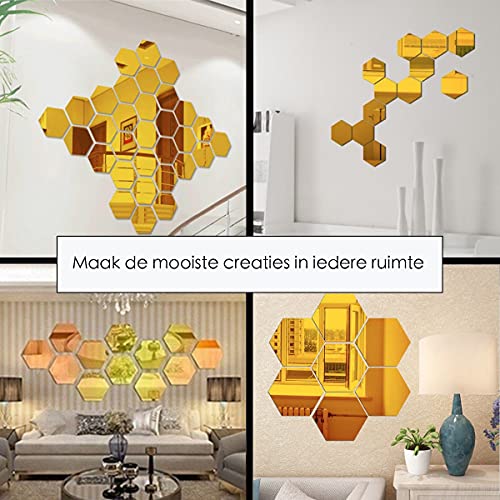 Spiegel Sticker Set - Goudkleurig - 18 x 16 cm - Waterproof - Afbeelding 7